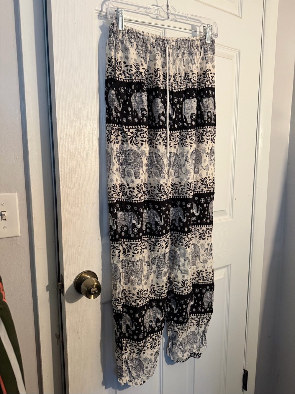 Bohemian Black & White Elephant Print lounge pants
